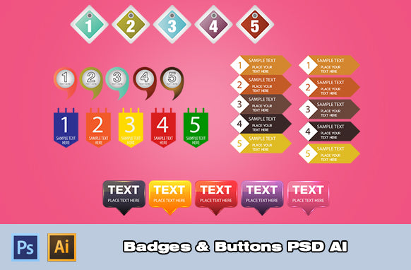 Badges and Buttons PSD AI