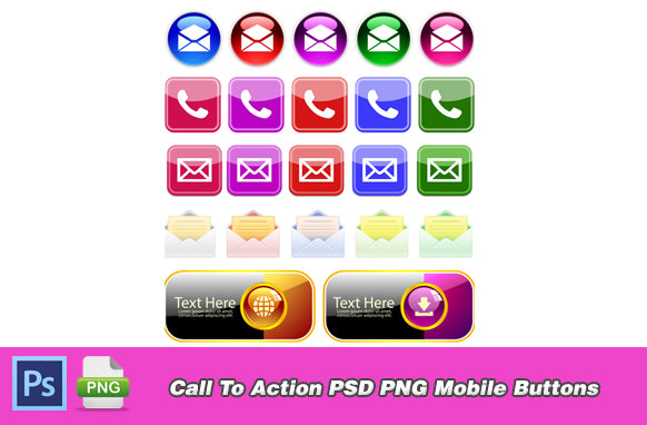 Call To Action PSD PNG Mobile Buttons