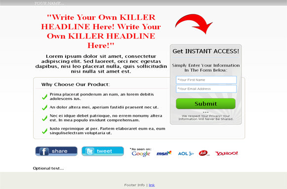 Modern Squeeze Page HTML Template Grey