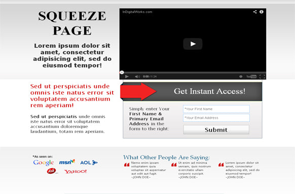Modern Video Squeeze Page HTML Template Grey