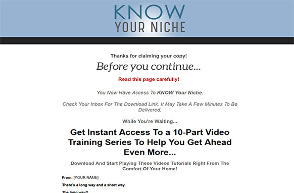 Know Your Niche Upgrade Package