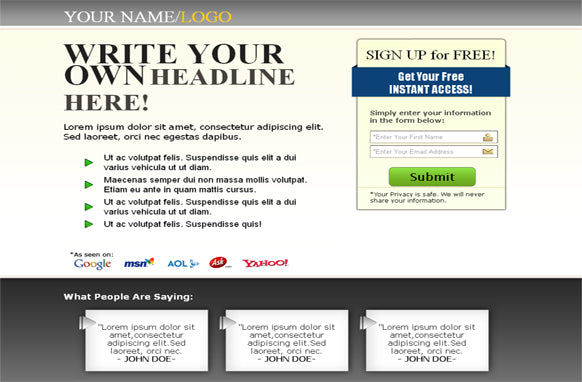 Squeeze Page HTML Template Grey