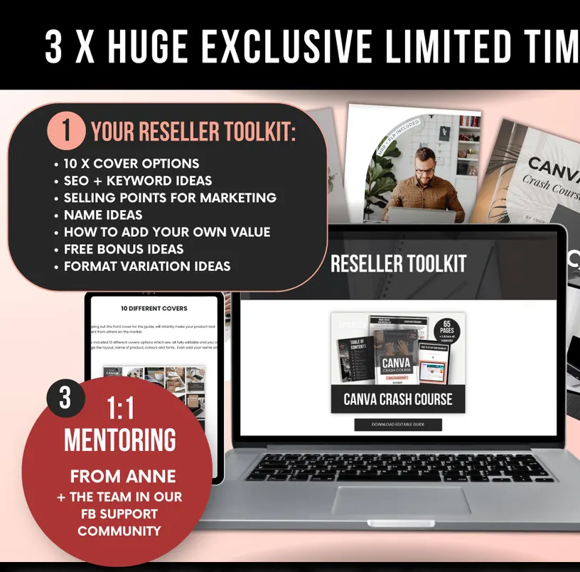 Canva Crash Course with Master Resell Rights and Private Label Rights, Done-for-You Canva Course to Resell for 100% Profit, MRR & PLR Guide