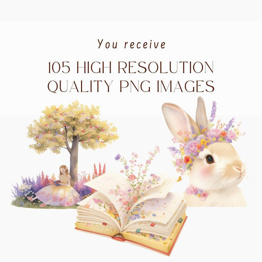 Master Resell Rights Floral Clipart Bundle | Watercolor Spring Wildlife PNG | Nursery Wall Art & Invitations