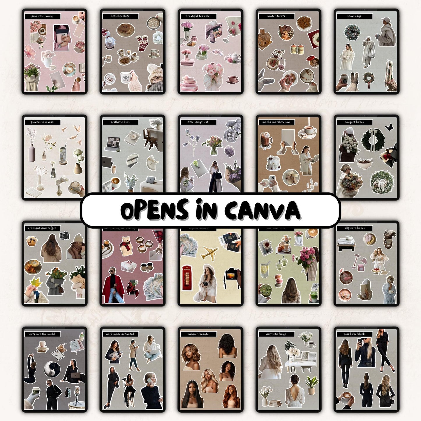 500+ Aesthetic Cozy Carousel Digital Stickers for Instagram & Threads | Canva Ready | MRR & PLR