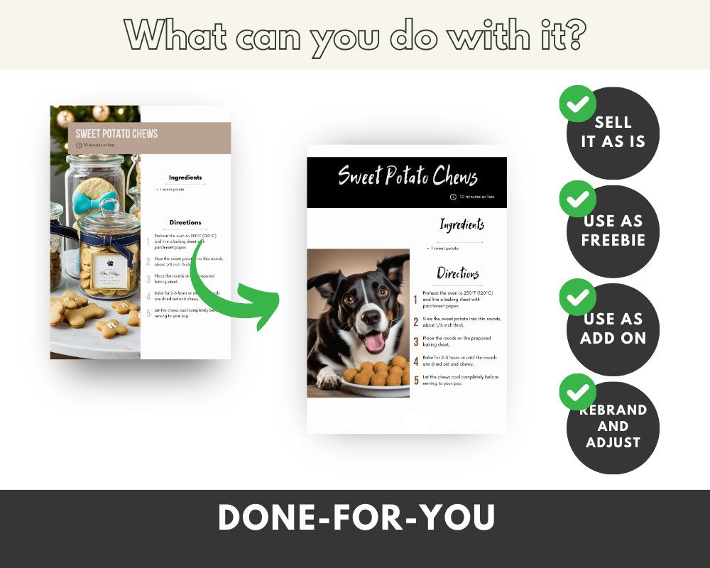 Dog Treat Recipe Book: Canva Template with Resell Rights (PDF) 🐶Here's your Dog Recipe Book (MRR + PLR) with full resale rights