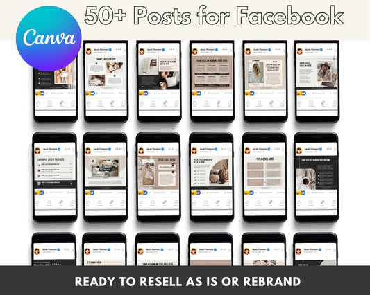 50+ Canva Facebook Post Templates: MRR PLR Resell Rights