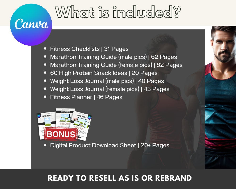 Ultimate Fitness Bundle: Canva Templates, Journals, Guides (MRR PLR)