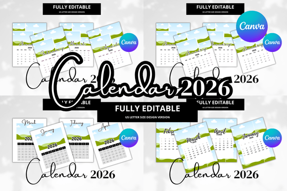2026 Calendar Template: 81 Pages, MRR &amp; PLR, Editable Canva (Digital Download)  💰 Done-for-You 2026 Calendar Canva Template – Sell &amp; Keep 100% Profit!