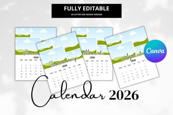 2026 Calendar Template: 81 Pages, MRR &amp; PLR, Editable Canva (Digital Download)  💰 Done-for-You 2026 Calendar Canva Template – Sell &amp; Keep 100% Profit!