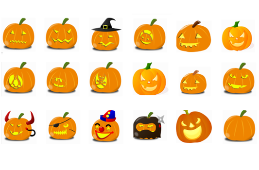 29 Halloween Pumpkin Heads PNG Clip Art