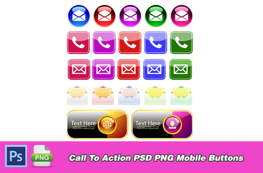 Call To Action PSD PNG Mobile Buttons