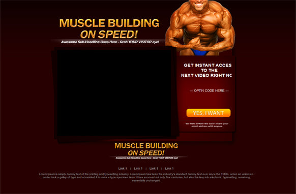 Muscle Building HTML PSD Video Squeeze Page