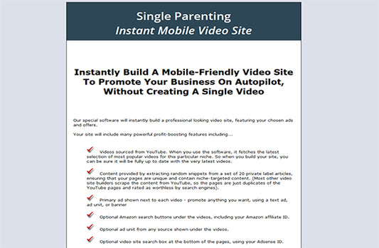 Single Parenting Instant Mobile Video Site
