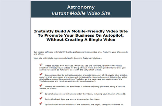 Astronomy Instant Mobile Video Site