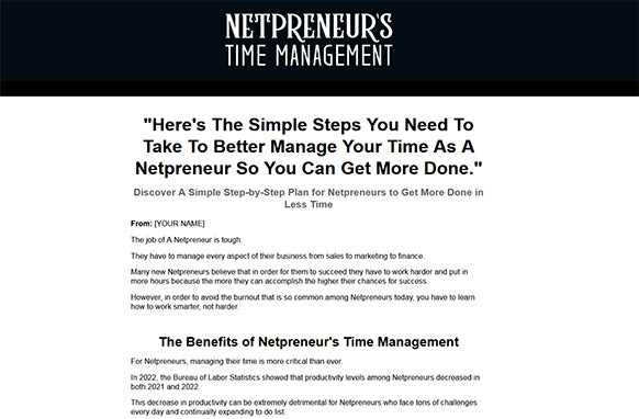 Netpreneur’s Time Management