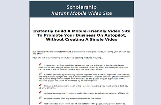 Scholarship Instant Mobile Video Site