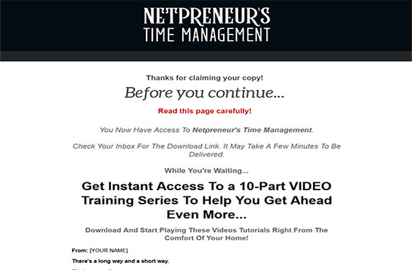 Netpreneur’s Time Management Upgrade Package