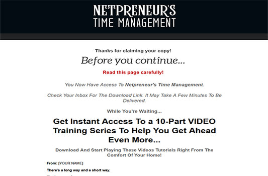 Netpreneur’s Time Management Upgrade Package