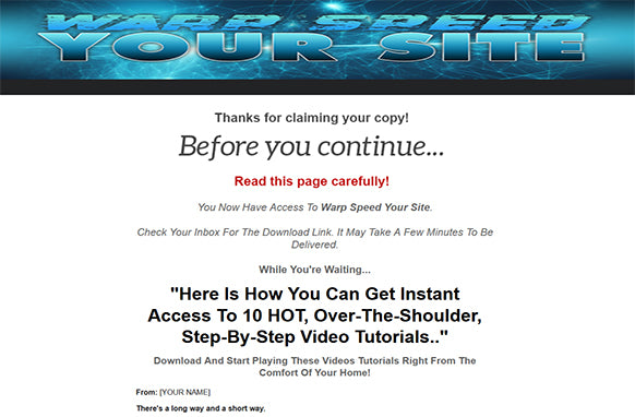 Warp Speed Your Site Upgrade Package