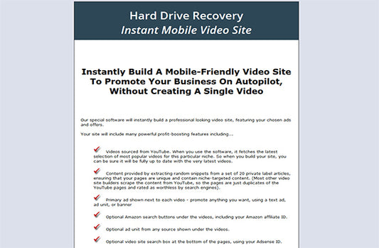 Hard Drive Recovery Instant Mobile Video Site