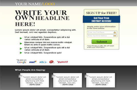 Squeeze Page HTML Template Grey
