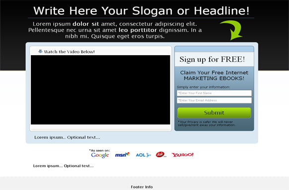 Video Squeeze Page HTML Template Black