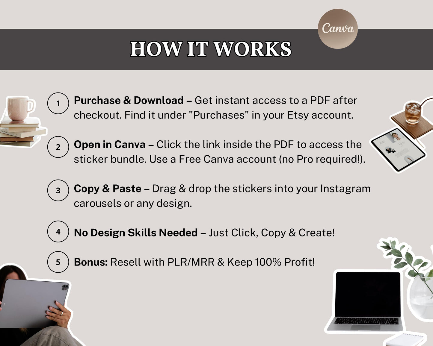 400+ Viral Instagram Carousel Stickers: Aesthetic Canva Templates with MRR & PLR Rights