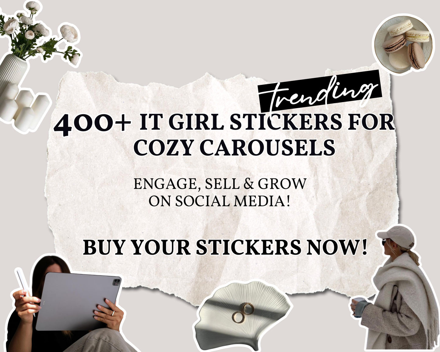 400+ Viral Instagram Carousel Stickers: Aesthetic Canva Templates with MRR & PLR Rights