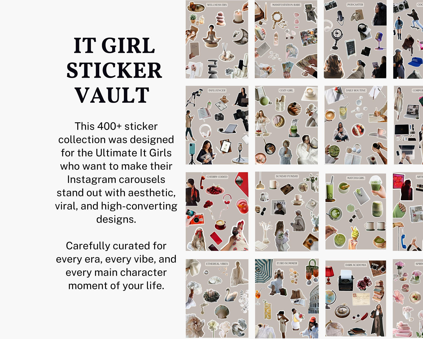 400+ Viral Instagram Carousel Stickers: Aesthetic Canva Templates with MRR & PLR Rights