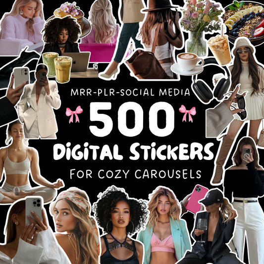 500+ Aesthetic Cozy Carousel Digital Stickers for Instagram & Threads | Canva Ready | MRR & PLR