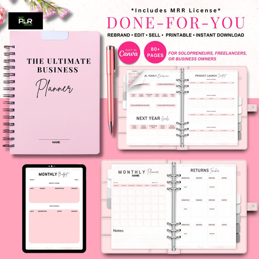 Ultimate Business Planner Bundle | Small Business Planner, Canva Templates & Resell Rights, Passive Income, Printable Planner, Business Plan