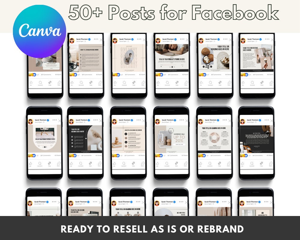 50+ Canva Facebook Post Templates: MRR PLR Resell Rights