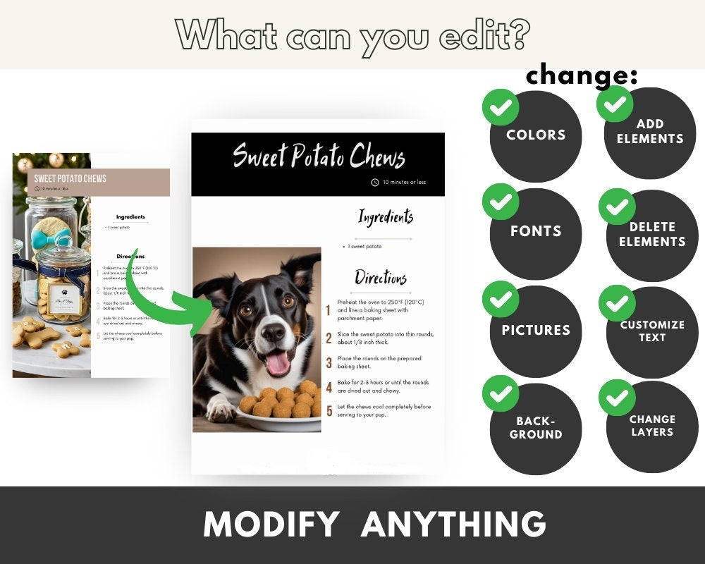 Dog Treat Recipe Book: Canva Template with Resell Rights (PDF)  🐶Here's your Dog Recipe Book (MRR + PLR) with full resale rights