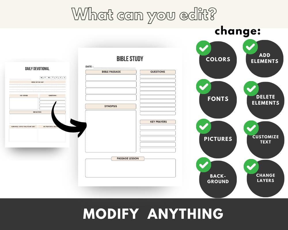 Free Bible Study Journal: Prayer Workbook, Verse Analysis (Canva Template, MRR)  Grab this Canva Template Link for a Bible Study Journal