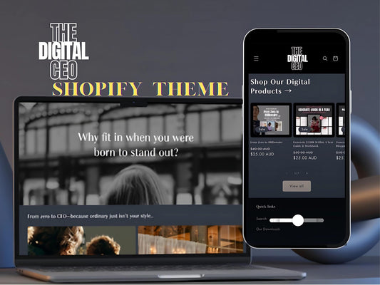Shopify Store Theme Digital Products | High Converting DFY Website Template | MRR PLR Bundle Passive Income Kit Solution  Build Your Digital Empire with The Digital CEO Shopify Theme