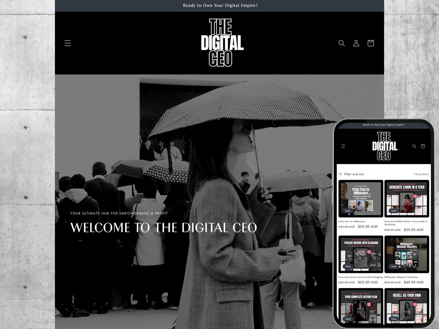 Shopify Store Theme Digital Products | High Converting DFY Website Template | MRR PLR Bundle Passive Income Kit Solution  Build Your Digital Empire with The Digital CEO Shopify Theme