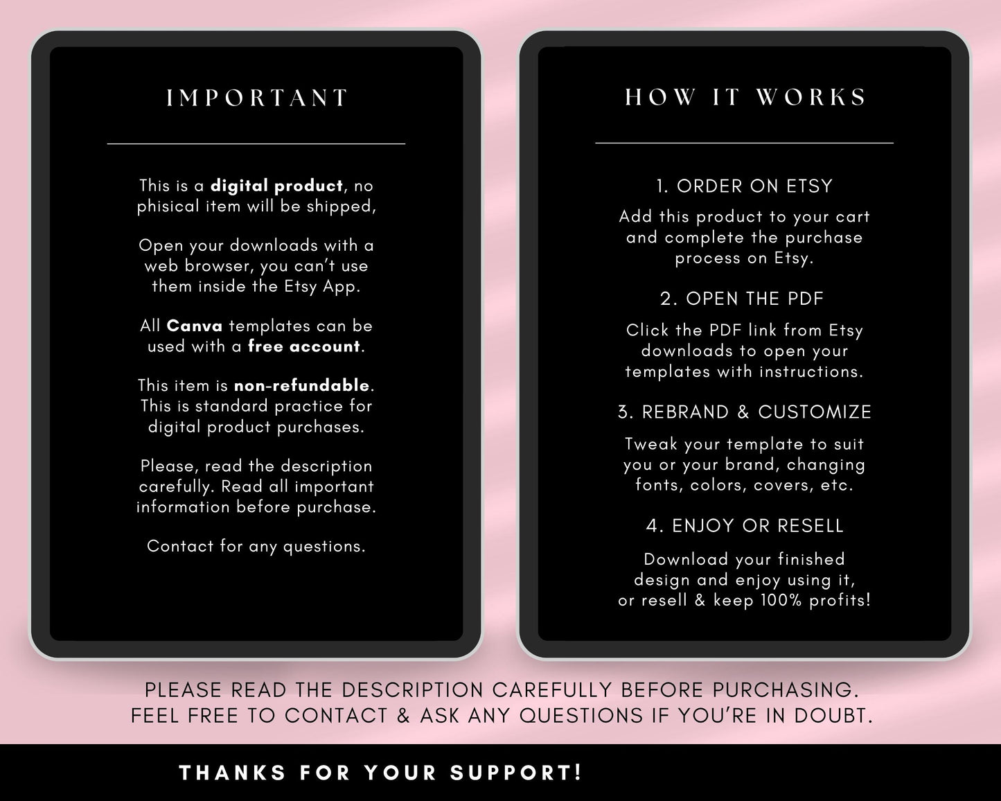 PLR Undated Digital Planner, Hyperlinked. Premium Design, Aesthetic Pink Pastels PLR Canva Template Resell Planner with Private Label Rights