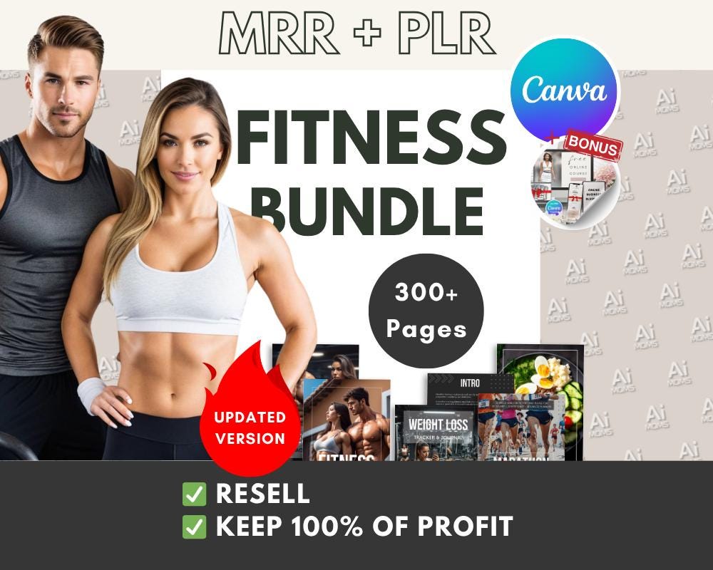 Ultimate Fitness Bundle: Canva Templates, Journals, Guides (MRR PLR)