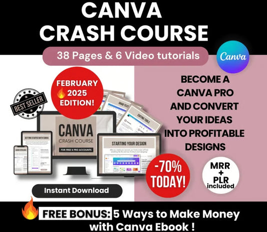 Canva Crash Course with Master Resell Rights and Private Label Rights, Done-for-You Canva Course to Resell for 100% Profit, MRR & PLR Guide