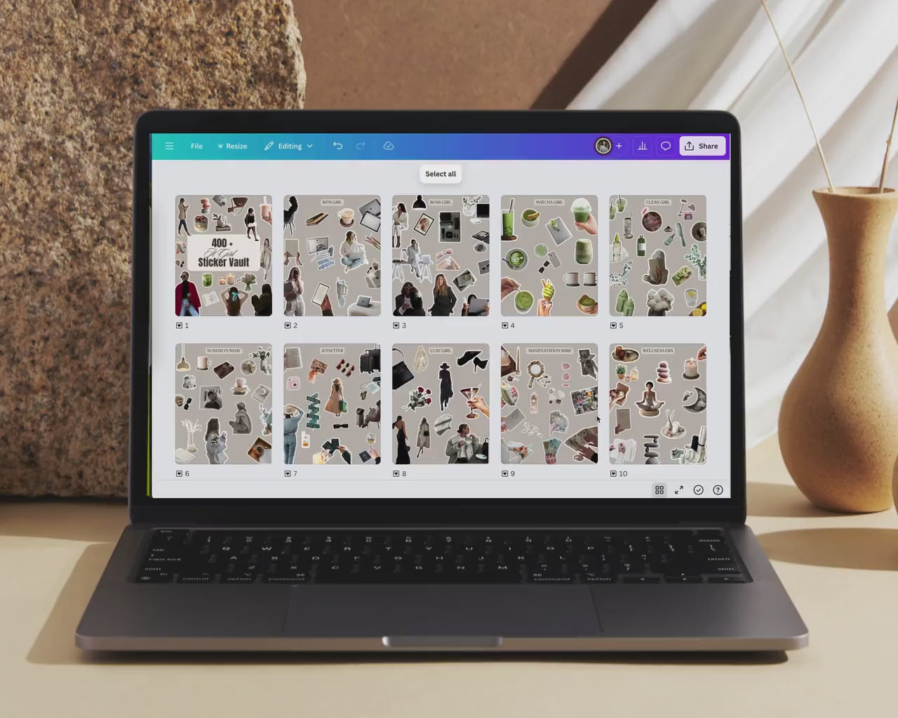 400+ Viral Instagram Carousel Stickers: Aesthetic Canva Templates with MRR & PLR Rights